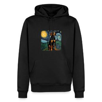 Black and Tan Coonhound Van gogh nuit étoilée - Sweat à capuche Premium bio Homme - noir - Devant - Nico (187cm)