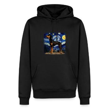 Black and Tan Coonhound Van gogh nuit étoilée - Sweat à capuche Premium bio Homme - noir - Devant - Nico (187cm)