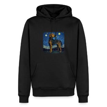 Black and Tan Coonhound Van gogh nuit étoilée - Sweat à capuche Premium bio Homme - noir - Devant - Nico (187cm)