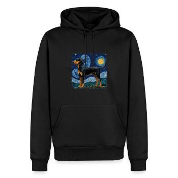 Black and Tan Coonhound Van gogh nuit étoilée - Sweat à capuche Premium bio Homme - noir - Devant - Nico (187cm)