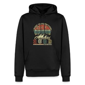 20e anniversaire Année Septembre 2003 Original 20 - Sweat à capuche Premium bio Homme - noir - Devant - Nico (187cm)