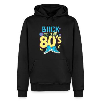 Retour aux années 80 - Zürück in die 80er - Rétro - Sweat à capuche Premium bio Homme - noir - Devant - Nico (187cm)