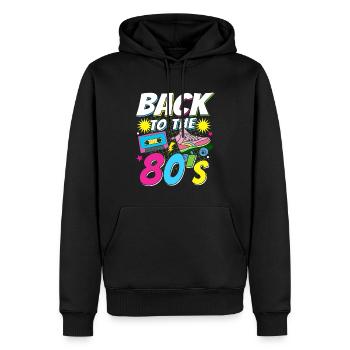 I love 80's 80er Reto Achtziger Eighties Vintage - Männer Premium Bio Hoodie - Schwarz - Vorne - Nico (187cm)