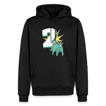 2. Geburtstag Dino Geburtstag Ich bin 2 - Männer Premium Bio Hoodie - Schwarz - Vorne - Nico (187cm)