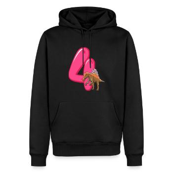 4 Anniversaire Dino Dinosaur Trex 4 ans Garçon - Sweat à capuche Premium bio Homme - noir - Devant - Nico (187cm)