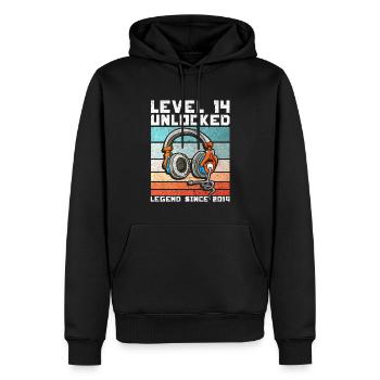 14. Geburtstag 14 Jahre Gamer Level 14 Complete - Männer Premium Bio Hoodie - Schwarz - Vorne - Nico (187cm)