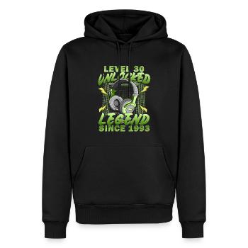 Niveau 30 Cadeau de 30e anniversaire du joueur débloqué - Sweat à capuche Premium bio Homme - noir - Devant - Nico (187cm)