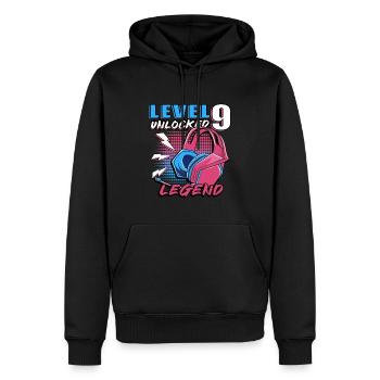 9th Birthday Level 9 Gamer Gift - Men’s Premium Organic Hoodie - black - Front - Nico (187cm)