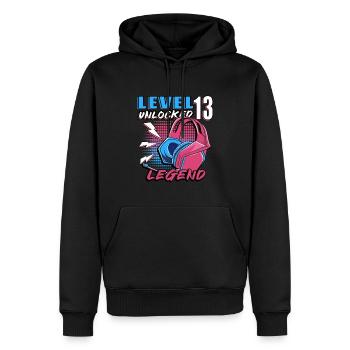 13th Birthday Level 13 Gamer Gift - Men’s Premium Organic Hoodie - black - Front - Nico (187cm)