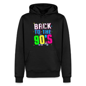 Retour aux années 90 - 90 1990 - Sweat à capuche Premium bio Homme - noir - Devant - Nico (187cm)