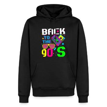 Rétro des années 90 Retour aux années 90 - Sweat à capuche Premium bio Homme - noir - Devant - Nico (187cm)