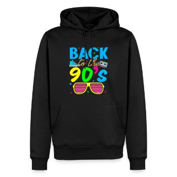 Années 90 Années 90 - Sweat à capuche Premium bio Homme - noir - Devant - Nico (187cm)