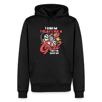 Fléchettes Cadeau Femme Fléchettes Cadeau Femme - Sweat à capuche Premium bio Homme - noir - Devant - Nico (187cm)
