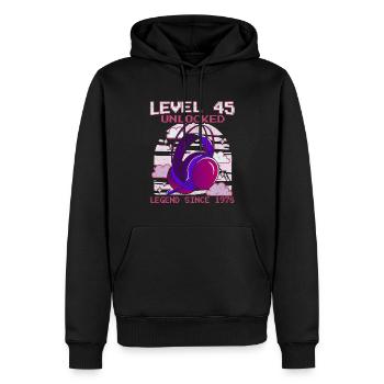 45e anniversaire Gamer Niveau 45 Complet 45 Ans - Sweat à capuche Premium bio Homme - noir - Devant - Nico (187cm)