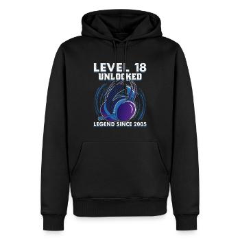 Niveau 18 - 18e anniversaire Gaming Funny Gift - Sweat à capuche Premium bio Homme - noir - Devant - Nico (187cm)