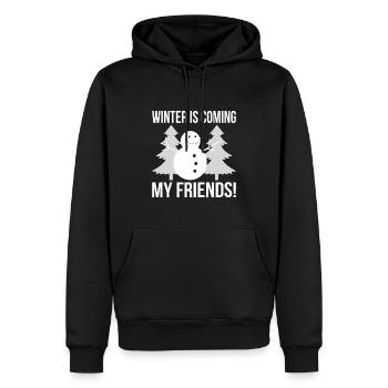 Winter Schneemann - Männer Premium Bio Hoodie - Schwarz - Vorne - Nico (187cm)