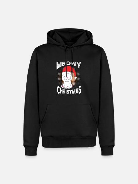 Katzenbesitzer Ugly Christmas Katze - Männer Premium Bio Hoodie - Schwarz