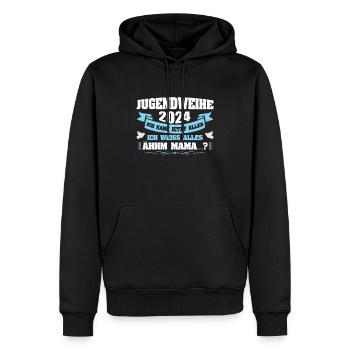 Jugendweihe 2024 Mädchen Junge - Männer Premium Bio Hoodie - Schwarz - Vorne - Nico (187cm)