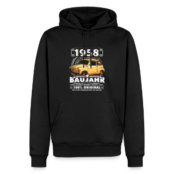 Oldtimer Baujahr 1958 geboren Geburtstag Spruch - Männer Premium Bio Hoodie - Schwarz - Vorne - Nico (187cm)