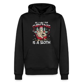 Je veux un paresseux pour Noël paresseux mignon - Sweat à capuche Premium bio Homme - noir - Devant - Nico (187cm)
