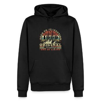 25th birthday Born in 1999 25 years old - Men’s Premium Organic Hoodie - black - Front - Nico (187cm)