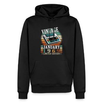 Geburtstag Januar 1969 Januar geboren im Januar - Männer Premium Bio Hoodie - Schwarz - Vorne - Nico (187cm)