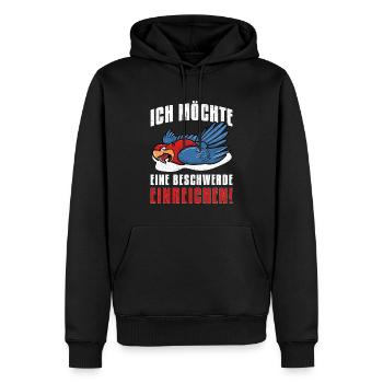 Papagei Lustige Cartoon - Beschwerde einreichen - Männer Premium Bio Hoodie - Schwarz - Vorne - Nico (187cm)