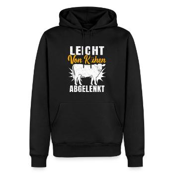 Leicht von Kühen abgelenkt - Kuh Spruch Kühe - Männer Premium Bio Hoodie - Schwarz - Vorne - Nico (187cm)