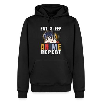 eat sleep Anime repeat - Männer Premium Bio Hoodie - Schwarz - Vorne - Nico (187cm)
