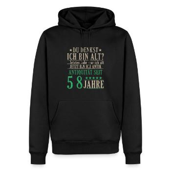 Antiquität 58 Jahre alt - 58. Geburtstag Spruch - Männer Premium Bio Hoodie - Schwarz - Vorne - Nico (187cm)