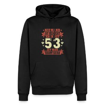 53 Jahre 53. Geburtstag lustiger Spruch Geschenk - Männer Premium Bio Hoodie - Schwarz - Vorne - Nico (187cm)