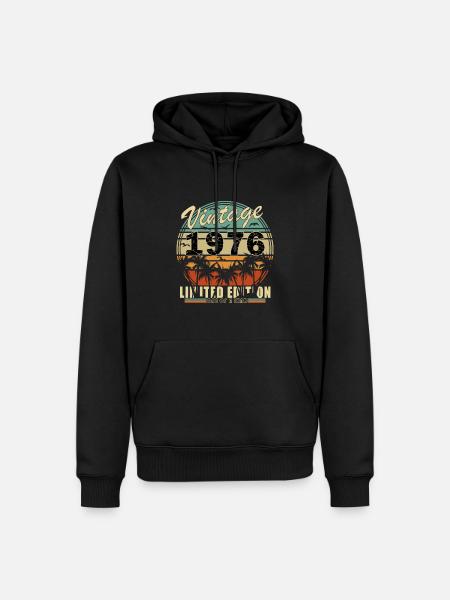 1976 Jahrgang Vintage Geburtstag Geschenk - Männer Premium Bio Hoodie - Schwarz