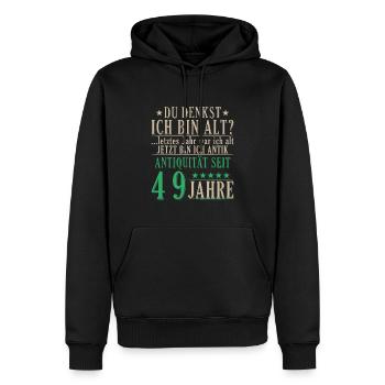 Antiquität 49 Jahre alt - 49. Geburtstag Spruch - Männer Premium Bio Hoodie - Schwarz - Vorne - Nico (187cm)