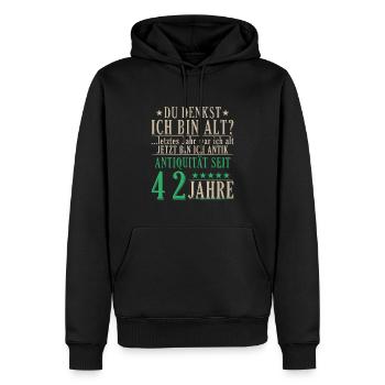 Antiquität 42 Jahre alt - 42. Geburtstag Spruch - Männer Premium Bio Hoodie - Schwarz - Vorne - Nico (187cm)