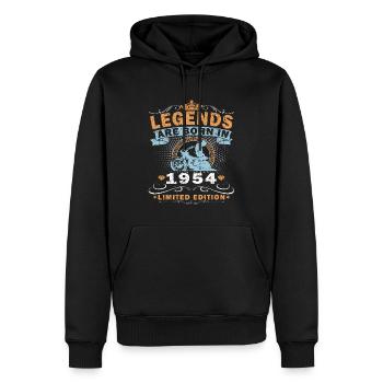 Motorrad Jahr 1954 Biker 70 Jahre Jubiläum - Männer Premium Bio Hoodie - Schwarz - Vorne - Nico (187cm)
