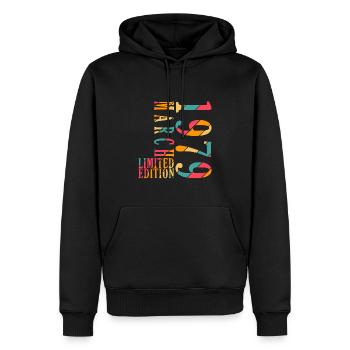 Anniversaire Mars 1979.Don Mars 1979.Mars 1979 - Sweat à capuche Premium bio Homme - noir - Devant - Nico (187cm)
