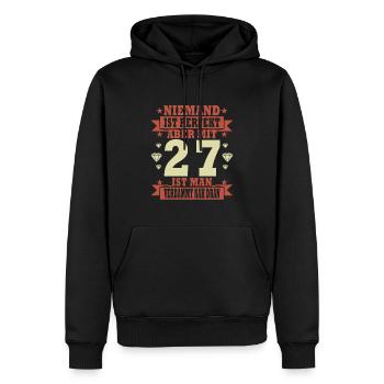 Niemand ist perfekt. Aber mit 27 ist man nah dran. - Männer Premium Bio Hoodie - Schwarz - Vorne - Nico (187cm)