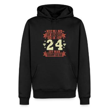 Niemand ist perfekt. Aber mit 24 ist man nah dran. - Männer Premium Bio Hoodie - Schwarz - Vorne - Nico (187cm)