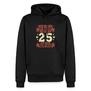 Niemand ist perfekt. Aber mit 25 ist man nah dran. - Männer Premium Bio Hoodie - Schwarz - Vorne - Nico (187cm)