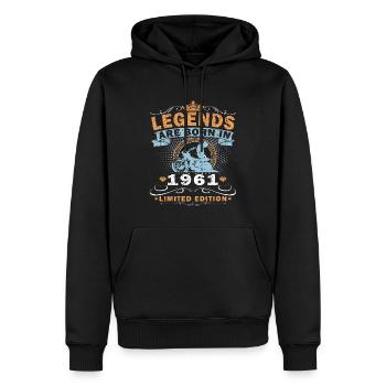 Vintage moto 1961 rétro cadeau d’anniversaire 63 - Sweat à capuche Premium bio Homme - noir - Devant - Nico (187cm)
