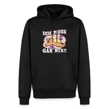 Ich Muss Gar Nix Fauler Katze Design - Männer Premium Bio Hoodie - Schwarz - Vorne - Nico (187cm)