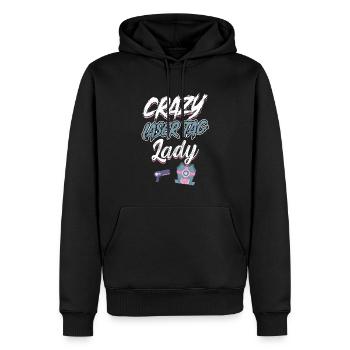 Crazy Laser Tag Lady - Lasertag - Men’s Premium Organic Hoodie - black - Front - Nico (187cm)