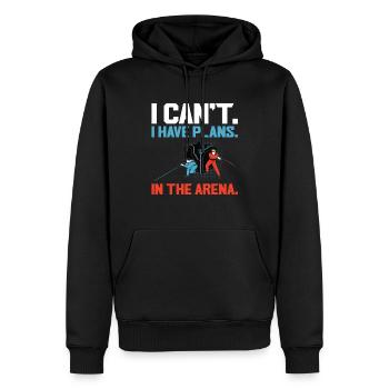 Je ne peux pas. J’ai des projets. Dans l’arène. - Laser tag (Laser tag) - Sweat à capuche Premium bio Homme - noir - Devant - Nico (187cm)