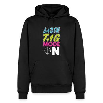 Laser Tag Mode On - Lasertag - Men’s Premium Organic Hoodie - black - Front - Nico (187cm)