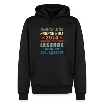 Hauptschulabschluss - Abschluss Hauptschule 2024 - Männer Premium Bio Hoodie - Schwarz - Vorne - Nico (187cm)