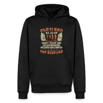 Oldtimer 1959 65. Geburtstag Geschenk Herren - Männer Premium Bio Hoodie - Schwarz - Vorne - Nico (187cm)