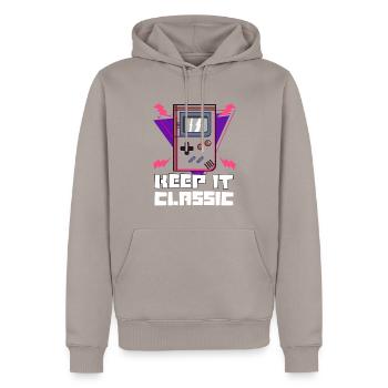 Chemise Nerd Gamer - Game Boy Oldschool Classic - Sweat à capuche Premium bio Homme - taupe - Devant - Nico (187cm)