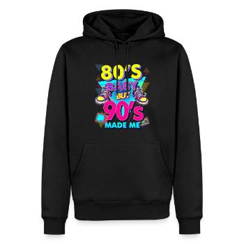80 s bébé 90 s fait moi 80 s bébé 90 90 s 1990 - Sweat à capuche Premium bio Homme - noir - Devant - Nico (187cm)