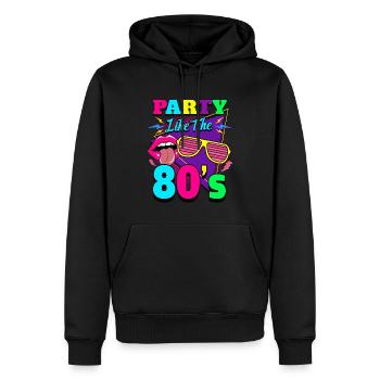 Retour aux années 80 80's Fête Vintage Rétro Années 80 - Sweat à capuche Premium bio Homme - noir - Devant - Nico (187cm)