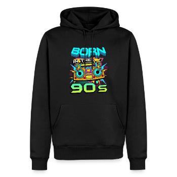 des années 1990 dictons des années 90 idée cadeau - Sweat à capuche Premium bio Homme - noir - Devant - Nico (187cm)